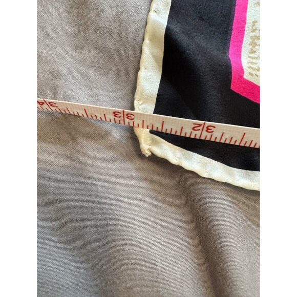 Saldarini Silk Scarf Black & Multicolor Big Floral Hand-Rolled Hem 33" x 33" - Picture 7 of 8